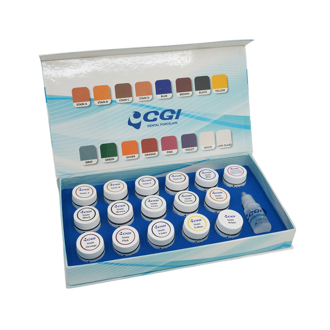 CGI Full range of stains to create any custom color for your restorations