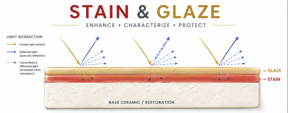 Dental Ceramic Stains and Glazes: How to Characterize and Finish Restorations